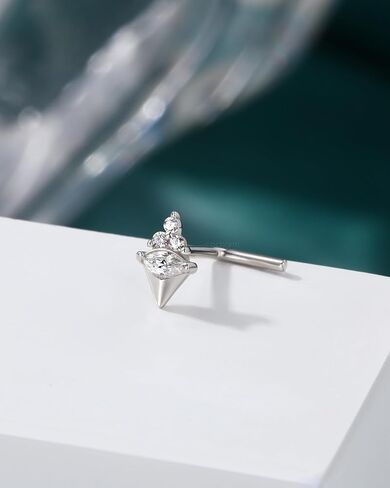 COCHARM Sterling Silver Nose Stud, 20G L Shaped Ice Cream Nose Ring, Simulated Diamond CZ Hypoallergenic Nose Piercing for Women in Saudi Arabia