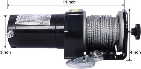 2000lb 12V ATV/UTV Winch, 1.0HP Waterproof Electric Winch with 48ft Steel Cable, Off-Road Winch for ATV UTV Truck Jeep Boat Towing & Recovery, Complete with Wireless Remote Control, Black in Saudi Arabia