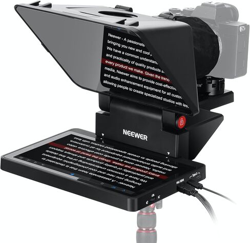 NEEWER Teleprompter X17 II مع جهاز تحكم عن بعد/APP RT113، 17 بوصة HD Beamsplitter جميع الإطارات المعدنية المحدثة للكاميرا ولوحة QR متوافقة مع Manfrotto 501PL iPad iPhone، أقصى تحميل 44.1Ib، بدون تجميع in Kuwait