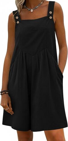 Ekouaer Womens Overalls Summer Rompers Sleeveless Short Jumpsuits Casual Beach Vacation Outfits with Pockets in Saudi Arabia