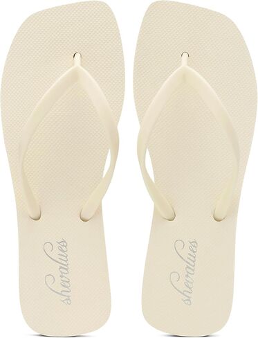shevalues Women's Slim Square Toe Flip Flops Comfortable Summer Rubber Thong Sandals for Beach, Shower & Pool in Saudi Arabia