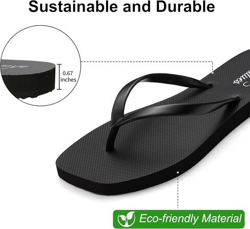 shevalues Women's Slim Square Toe Flip Flops Comfortable Summer Rubber Thong Sandals for Beach, Shower & Pool in Saudi Arabia