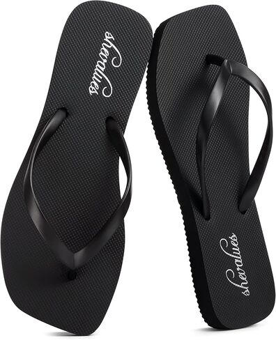 shevalues Women's Slim Square Toe Flip Flops Comfortable Summer Rubber Thong Sandals for Beach, Shower & Pool in Saudi Arabia