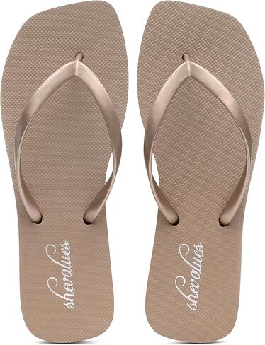 shevalues Women's Slim Square Toe Flip Flops Comfortable Summer Rubber Thong Sandals for Beach, Shower & Pool in Saudi Arabia