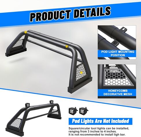 CPW Roll Bar for Dodge Ram 1500/2500/3500 Chevy Silverado/GMC/Ford F-150 F-250 F-350/Toyota Tundra/Titan Universal Pickup Truck Chase Rack in Saudi Arabia