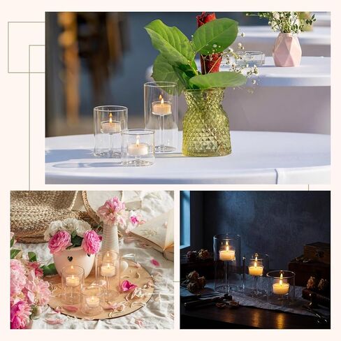 3 Set Hurricane Glass Candle Holders Pillar Votive Hand Blown Clear Cylinder Vase Modern Rustic Table Centerpieces Bulk 3 Sizes 6 Inch 4.3 Inch 2.8 Inches Height in Saudi Arabia