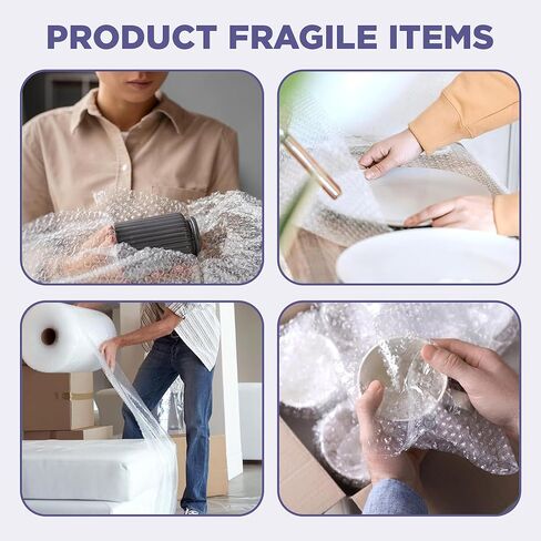 لفافة مبطنة بالهواء الفقاعي لفة كبيرة للتعبئة والنقل والشحن وصناديق التعبئة والتغليف والبريد | 12 بوصة × 175 قدم مثقوبة كل 12 بوصة | فقاعة صغيرة 3/16 in Kuwait