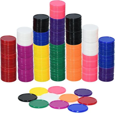 300pcs 1 Inch 10 Colors Opaque Plastic Learning Counters Counting Mini Poker Chips Game Tokens in Kuwait
