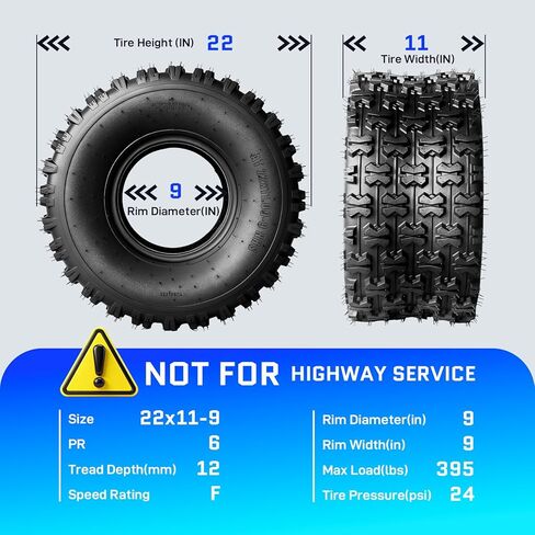 إطارات TRIBLE SIX 22x11-9 ATV/UTV، إطارات 22x11x9 لجميع التضاريس والطين، 6PR، بدون أنابيب، مجموعة من 2 in Saudi Arabia