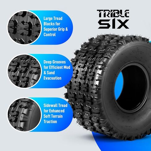 إطارات TRIBLE SIX 22x11-9 ATV/UTV، إطارات 22x11x9 لجميع التضاريس والطين، 6PR، بدون أنابيب، مجموعة من 2 in Saudi Arabia