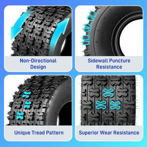إطارات TRIBLE SIX 22x11-9 ATV/UTV، إطارات 22x11x9 لجميع التضاريس والطين، 6PR، بدون أنابيب، مجموعة من 2 in Saudi Arabia