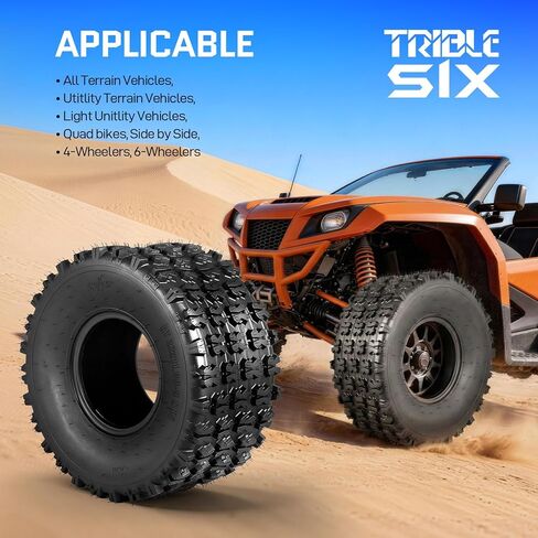 إطارات TRIBLE SIX 22x11-9 ATV/UTV، إطارات 22x11x9 لجميع التضاريس والطين، 6PR، بدون أنابيب، مجموعة من 2 in Saudi Arabia