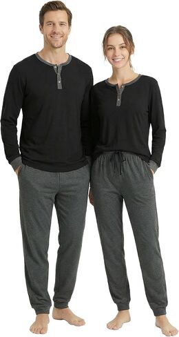 U2SKIIN Couples Matching Pajamas Set, Soft Cotton Long Sleeve Sleepwear Pajama, His or Hers Cozy Loungewear in Saudi Arabia