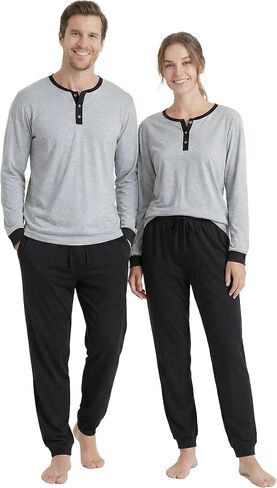 U2SKIIN Couples Matching Pajamas Set, Soft Cotton Long Sleeve Sleepwear Pajama, His or Hers Cozy Loungewear in Saudi Arabia
