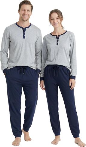 U2SKIIN Couples Matching Pajamas Set, Soft Cotton Long Sleeve Sleepwear Pajama, His or Hers Cozy Loungewear in Saudi Arabia