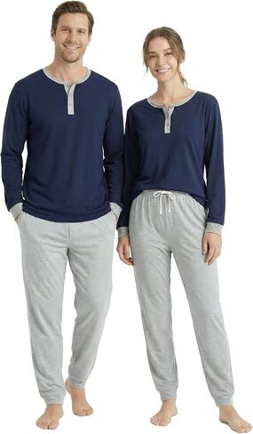 U2SKIIN Couples Matching Pajamas Set, Soft Cotton Long Sleeve Sleepwear Pajama, His or Hers Cozy Loungewear in Saudi Arabia