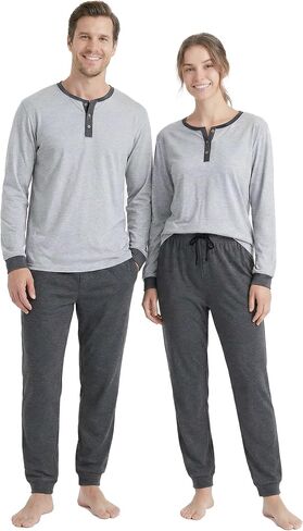 U2SKIIN Couples Matching Pajamas Set, Soft Cotton Long Sleeve Sleepwear Pajama, His or Hers Cozy Loungewear in Saudi Arabia