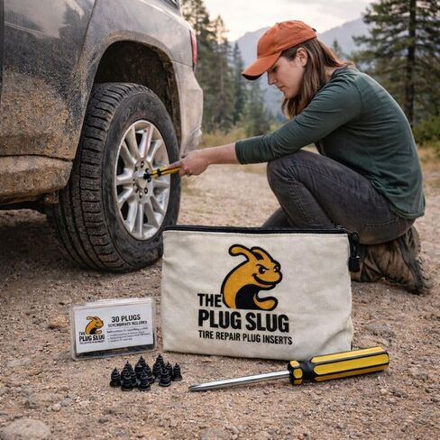 Emergency Tire Plug Kit for Cars, Trucks, Motorcycles – 30 Tire Plugs (2 Sizes), Phillips Screwdriver & Canvas Tool Pouch in Saudi Arabia