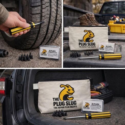 Emergency Tire Plug Kit for Cars, Trucks, Motorcycles – 30 Tire Plugs (2 Sizes), Phillips Screwdriver & Canvas Tool Pouch in Saudi Arabia