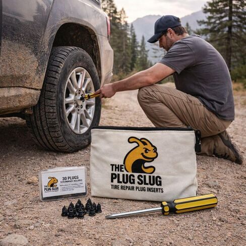 Emergency Tire Plug Kit for Cars, Trucks, Motorcycles – 30 Tire Plugs (2 Sizes), Phillips Screwdriver & Canvas Tool Pouch in Saudi Arabia