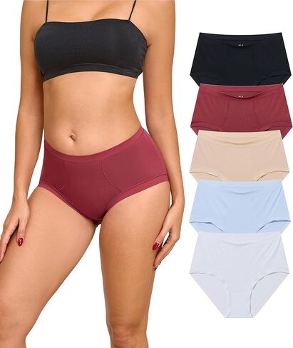 ANLIQI Women's Underwear Micro Modal Hipster Panties Full Coverage Briefs Soft Breathable Ladies Stretch Underpants 5 Pack in Saudi Arabia