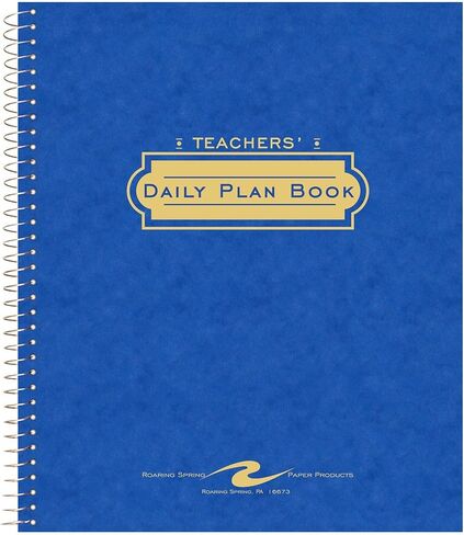 كتاب حلزوني للتخطيط اليومي للمعلم من ROARING SPRING، 11 بوصة × 8.5 بوصة 56 ورقة، ألوان متنوعة، لون أخضر (12144) in Kuwait