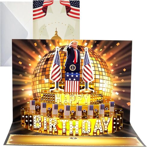 Birthday Card, Talking Donald President Greeting Cards with Real Voice Message & Light for Men and Women, Parents, Couples(Birthday - White House) in Saudi Arabia