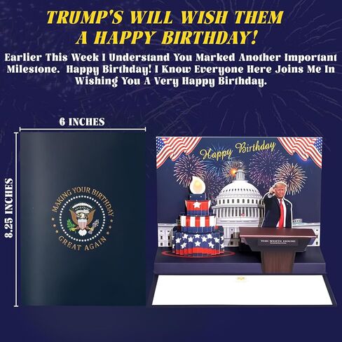 Birthday Card, Talking Donald President Greeting Cards with Real Voice Message & Light for Men and Women, Parents, Couples(Birthday - White House) in Saudi Arabia