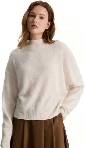 GreenMount Women's 100% Pure Brushed Turtleneck Pullover Cashmere Sweater Long SleevesWarm Soft Boxy Sweater for Women in Saudi Arabia