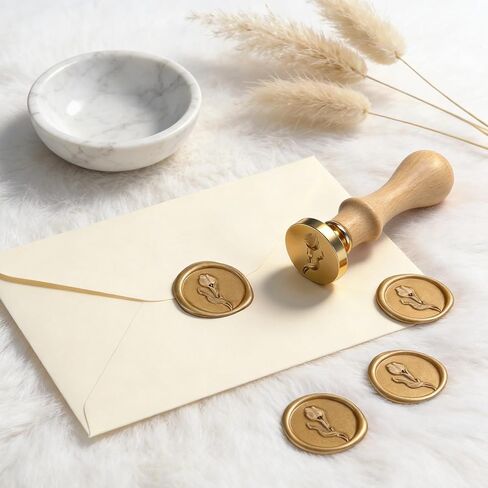 Calla Lily Floral Wax Seal Stamp with Wooden Handle, Brass Wax Seal Stamp for Press and Seal Envelopes, Letter Seal for Wedding Invitation, Cards, Gift, Floral Sealing Stamp in Saudi Arabia