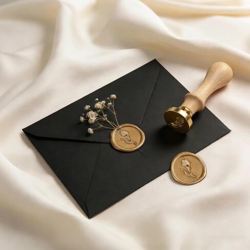 Calla Lily Floral Wax Seal Stamp with Wooden Handle, Brass Wax Seal Stamp for Press and Seal Envelopes, Letter Seal for Wedding Invitation, Cards, Gift, Floral Sealing Stamp in Saudi Arabia