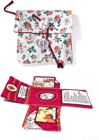 LinaLife Handcrafted Pocket Devotional - Faith Edition Cross-Shaped Fabric Pouch Sewing Pocket Devotional with Cross Saint Images Prayers Folding Pockets Shrine Catholic, Christian Pockets Altar in Saudi Arabia