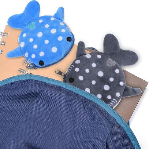 BESTonZON Plush Shark Coin Purse Zipper Wallet for Boys Small Soft Coin Pouch Travel Change Organizer Blue Gray in Saudi Arabia