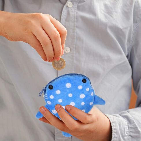 BESTonZON Plush Shark Coin Purse Zipper Wallet for Boys Small Soft Coin Pouch Travel Change Organizer Blue Gray in Saudi Arabia