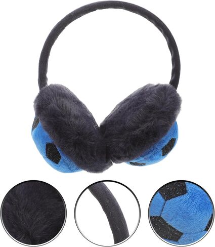 Blue Soccer Earmuffs Winter Warm Ear Covers Thickened Ear Warmers Comfortable Outdoor Cold Weather Protection for Boys in Kuwait
