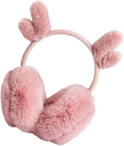 Plush Warm-keeping Deer Antler Earmuffs Winter Ear Warmer Soft Pink Cozy Outdoor Cold Weather Accessory and Boys in Kuwait