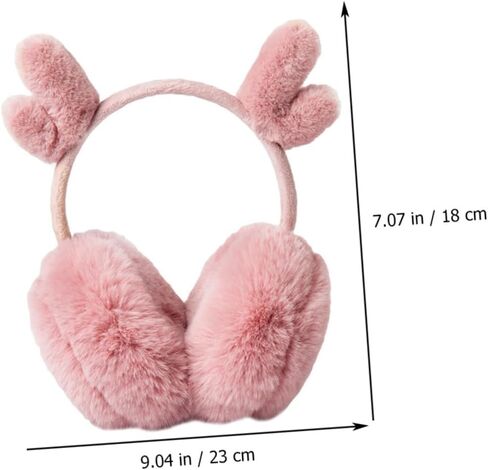 Plush Warm-keeping Deer Antler Earmuffs Winter Ear Warmer Soft Pink Cozy Outdoor Cold Weather Accessory and Boys in Kuwait