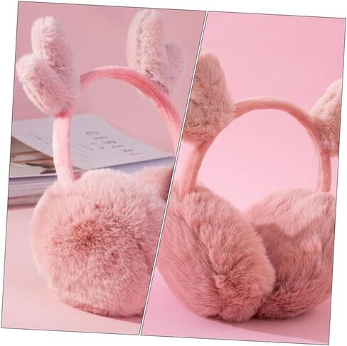 Plush Warm-keeping Deer Antler Earmuffs Winter Ear Warmer Soft Pink Cozy Outdoor Cold Weather Accessory and Boys in Kuwait
