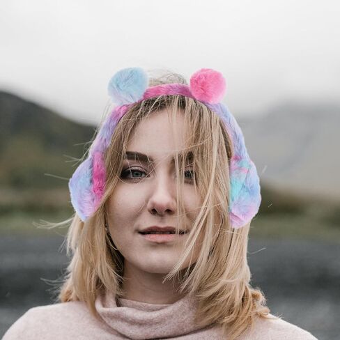 LIFKOME Gradient Color Pom Pom Earmuffs Winter Ear Warmer Soft Plush Protective Ear Muffs for Portable Warm Outdoor Accessory in Saudi Arabia