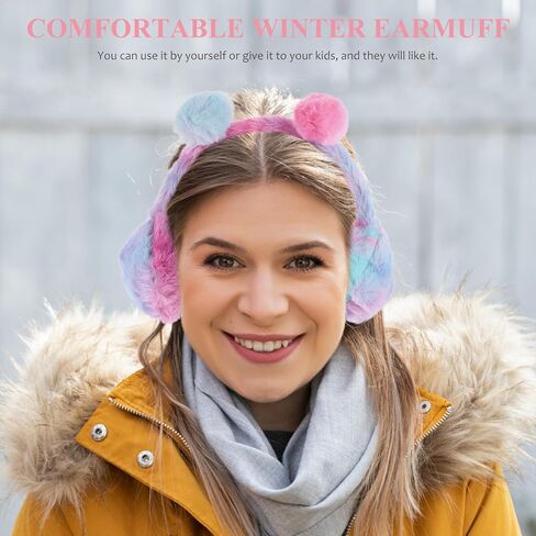 LIFKOME Gradient Color Pom Pom Earmuffs Winter Ear Warmer Soft Plush Protective Ear Muffs for Portable Warm Outdoor Accessory in Saudi Arabia