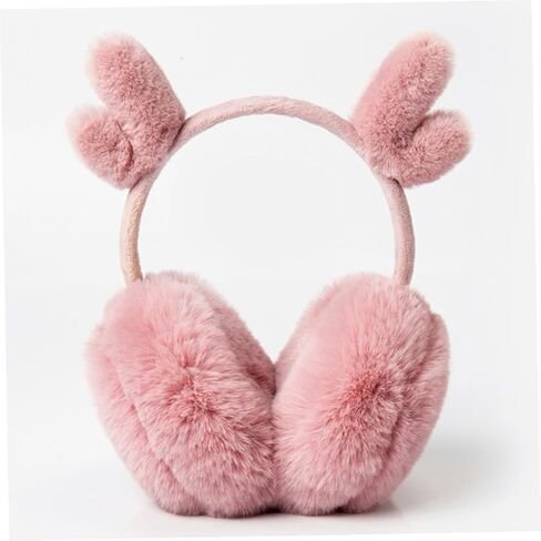 NOLITOY Plush Reindeer Antler Earmuffs Pink Winter Warm-keeping Ear Warmers Soft Outdoor Cold Weather Accessory for Boys in Saudi Arabia