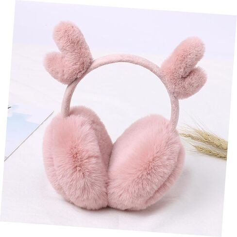 NOLITOY Plush Reindeer Antler Earmuffs Pink Winter Warm-keeping Ear Warmers Soft Outdoor Cold Weather Accessory for Boys in Saudi Arabia