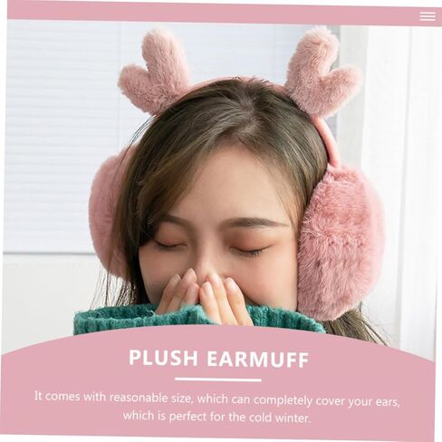 VALICLUD أفخم الغزلان قرن الوعل غطاء للأذنين الشتاء الأذن دفئا الوردي لينة الدافئة في الهواء الطلق غطاء للأذنين للبنين ملحقات الطقس البارد in Kuwait