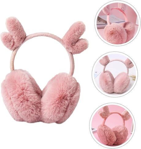 VALICLUD أفخم الغزلان قرن الوعل غطاء للأذنين الشتاء الأذن دفئا الوردي لينة الدافئة في الهواء الطلق غطاء للأذنين للبنين ملحقات الطقس البارد in Kuwait