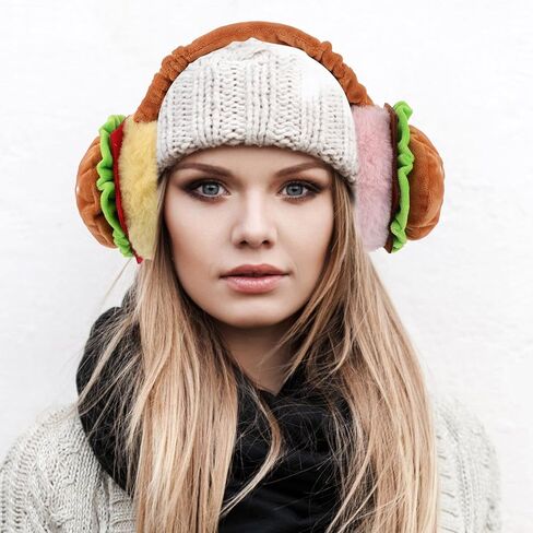 Uonlytech Furry Hamburger Earmuffs Foldable Thermal Ear Warmers Adjustable Fluffy Ear Muffs for Boys Winter Outdoor Cold Weather Protection in Saudi Arabia