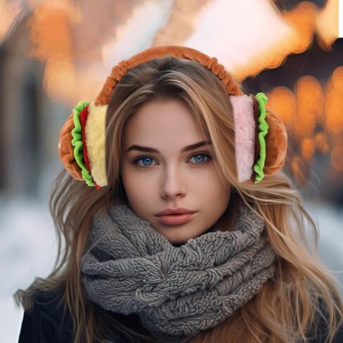 Uonlytech Furry Hamburger Earmuffs Foldable Thermal Ear Warmers Adjustable Fluffy Ear Muffs for Boys Winter Outdoor Cold Weather Protection in Saudi Arabia