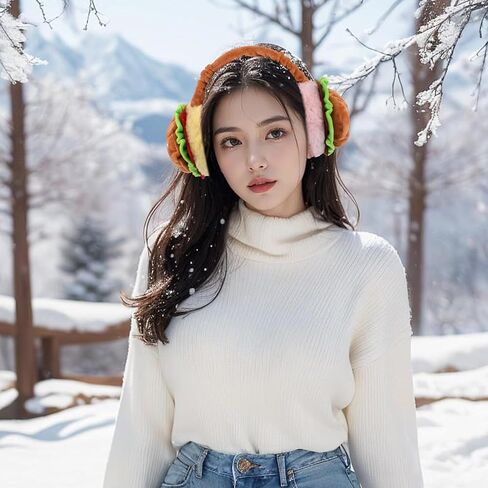 Uonlytech Furry Hamburger Earmuffs Foldable Thermal Ear Warmers Adjustable Fluffy Ear Muffs for Boys Winter Outdoor Cold Weather Protection in Saudi Arabia