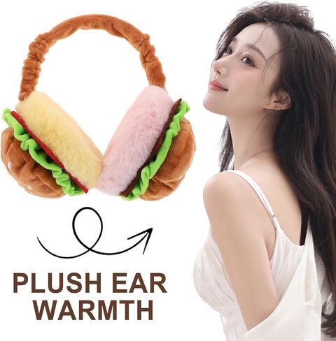 Uonlytech Furry Hamburger Earmuffs Foldable Thermal Ear Warmers Adjustable Fluffy Ear Muffs for Boys Winter Outdoor Cold Weather Protection in Saudi Arabia