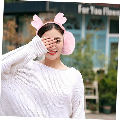 Warm Earmuffs Reindeer Antlers Plush Ear Warmer Adjustable Winter Ear Covers and Boys Cold Weather Outdoor Use in Saudi Arabia