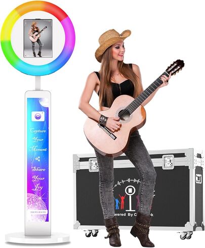 كشك صور Ipad متوافق مع أي جهاز Ipad، كشك صور OHYEAHSPIN مع صندوق حلقي للتحكم في تطبيق البرنامج، مزامنة الموسيقى، كشك صور محمول لجهاز IPad Selfie مع Flight Casa in Kuwait